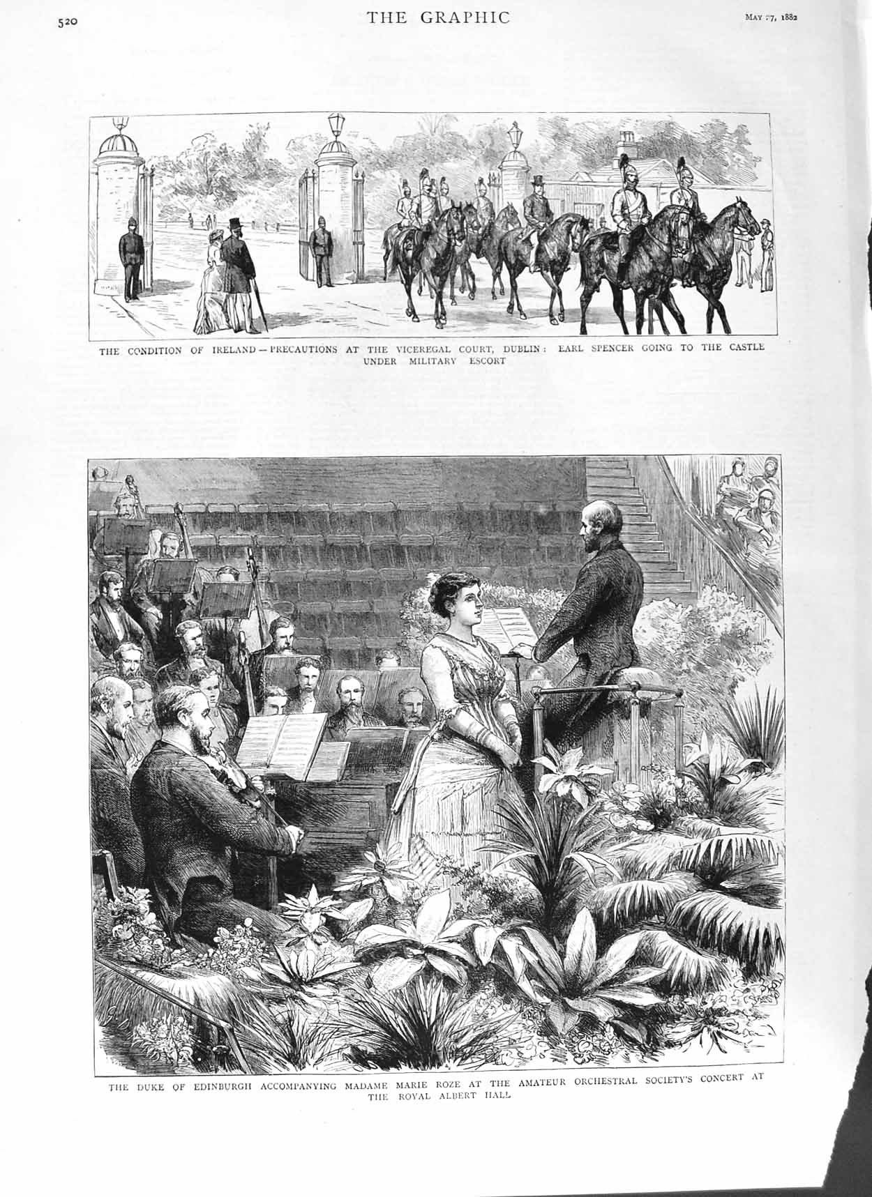 Old Antique Print 1882 Duke Edinburgh Marie Roze Albert Ireland Spencer 19th
