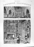 Old Antique Print 1882 Leicester Mark'S Church Mayor'S Parlour Town Hall 19th