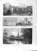 Original Old Antique Print 1882 Leicester Mary'S Church Abbey Bishop Penny Tomb