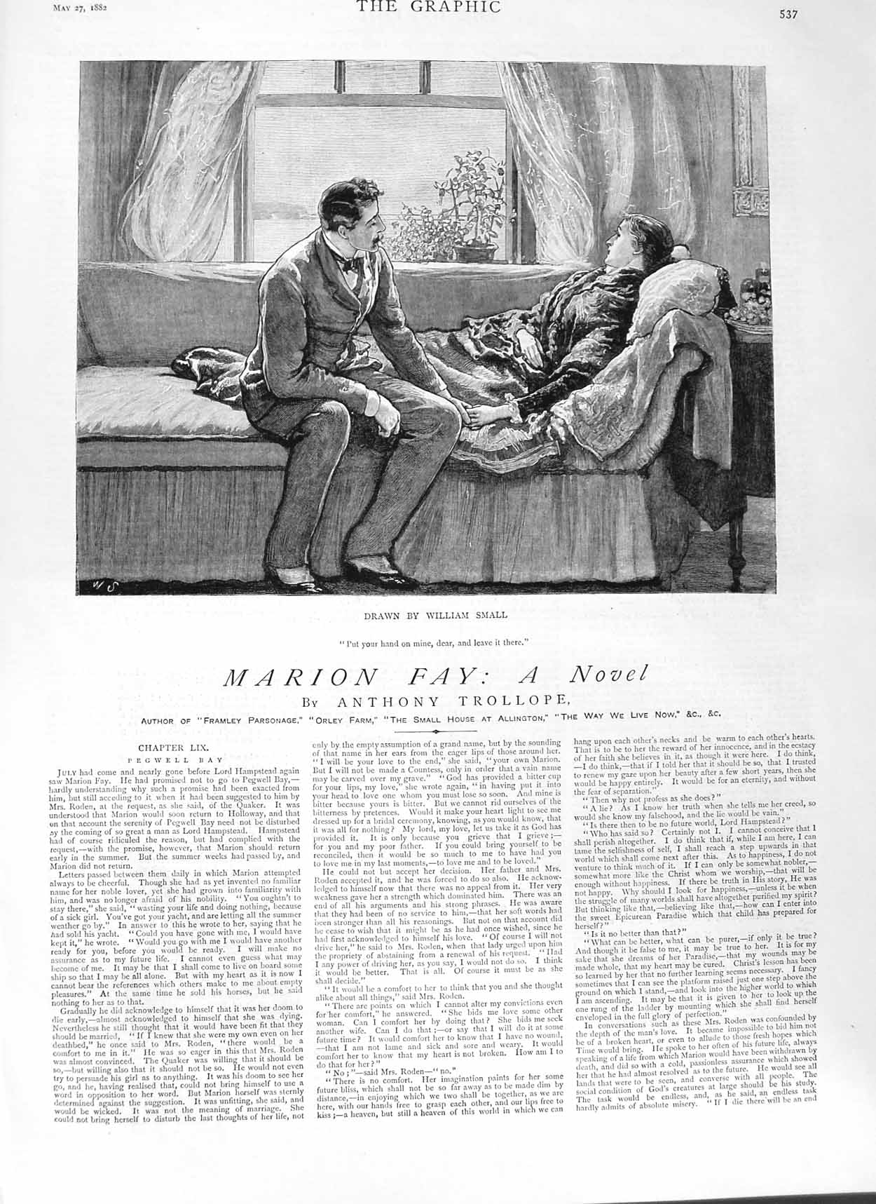Antique Old Print Ref.304 1882 Illustration Story Marion Fay Anthony Trollope