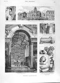 Old Antique Print 1882 Oxford All Souls College Ashmolean Theatre Fawkes 19th