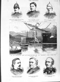 Original Old Antique Print 1882 Ship Suda Bay Bacchante Siers Spence Surgeon