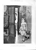 Antique Old Print 1882 Little Girl Babysitter House Horace Cauty Fine Art 19th