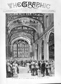 Original Old Antique Print 1882 Municipal Ball Guildhall Reception Library 19th