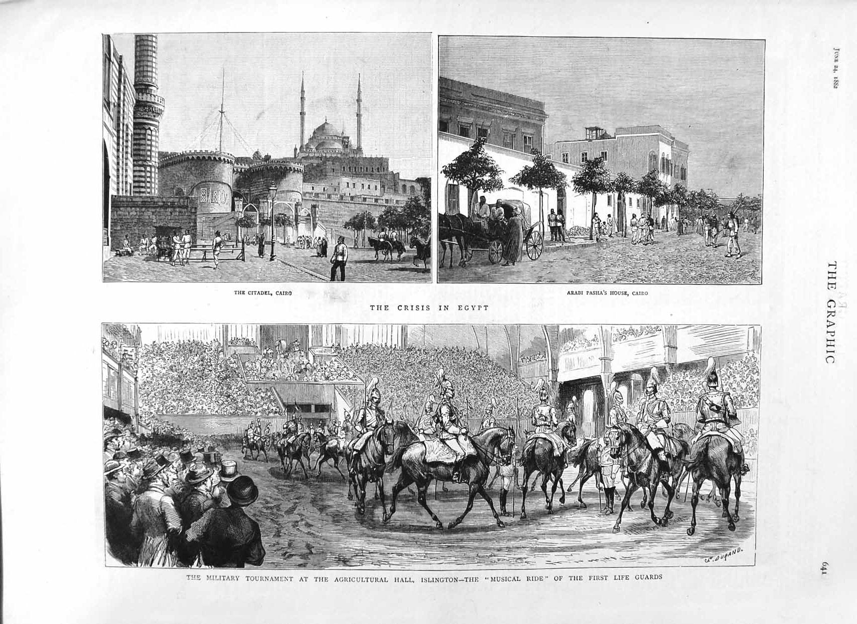 Old Antique Print 1882 Egypt Cairo Pasha Islington Agricultural Military 19th