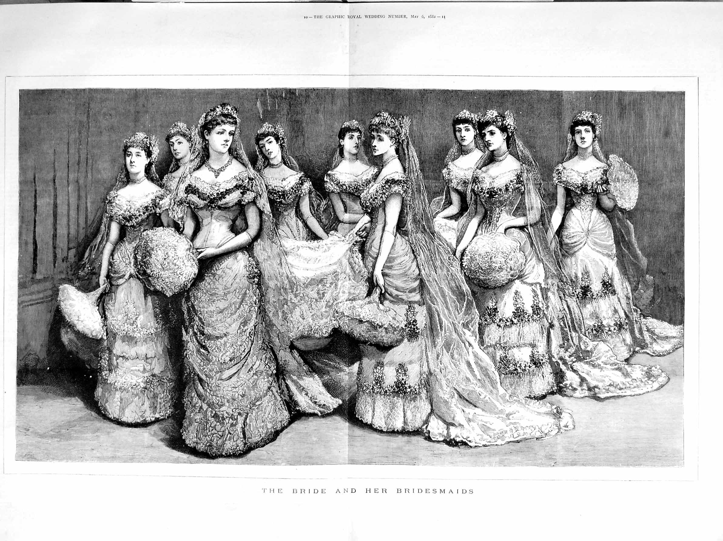 Original Old Antique Print 1882 Royal Wedding Prince LeopArolsen George Chapel