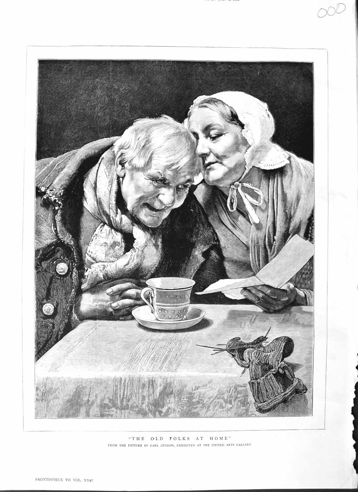 Original Old Antique Print 1882 Carl Gussow Fine Art Man Lady Romance Victorian