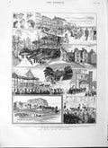 Original Old Antique Print 1882 Hastings Chalybeate Well Prince Wales Alexandra