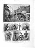 Original Old Antique Print 1882 Yacht Ceylon Japan Theatre Kioto Warrior Sier