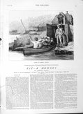 Original Old Antique Print 1882 Illustration Story Kit Medway Trenna River Boat
