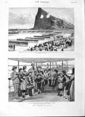 Original Old Antique Print 1882 Egypt War Gibraltar Duke Edinburgh Rosina Ship
