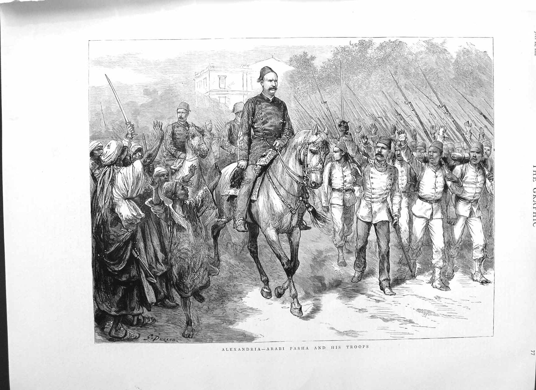 Original Old Antique Print 1882 Alexandria Arabi Pasha War Siers 19th