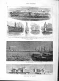 Old Antique Print 1882 War Egypt Fort Ships Bombardment Alexandria Pharos 19th