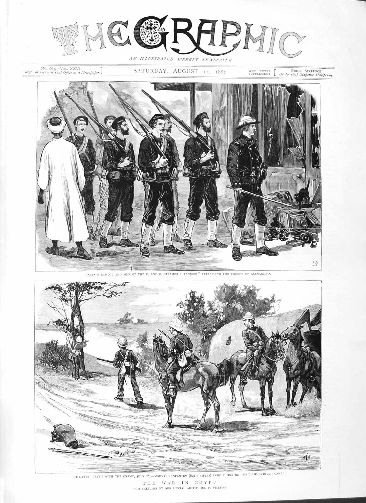 Old Antique Print 1882 War Egypt Mahmoudiyeh Canal Briscoe Tanjore Army 19th