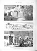 Old Antique Print 1882 War Egypt Arab Village Fort Ada Ship Sultan Arms 19th