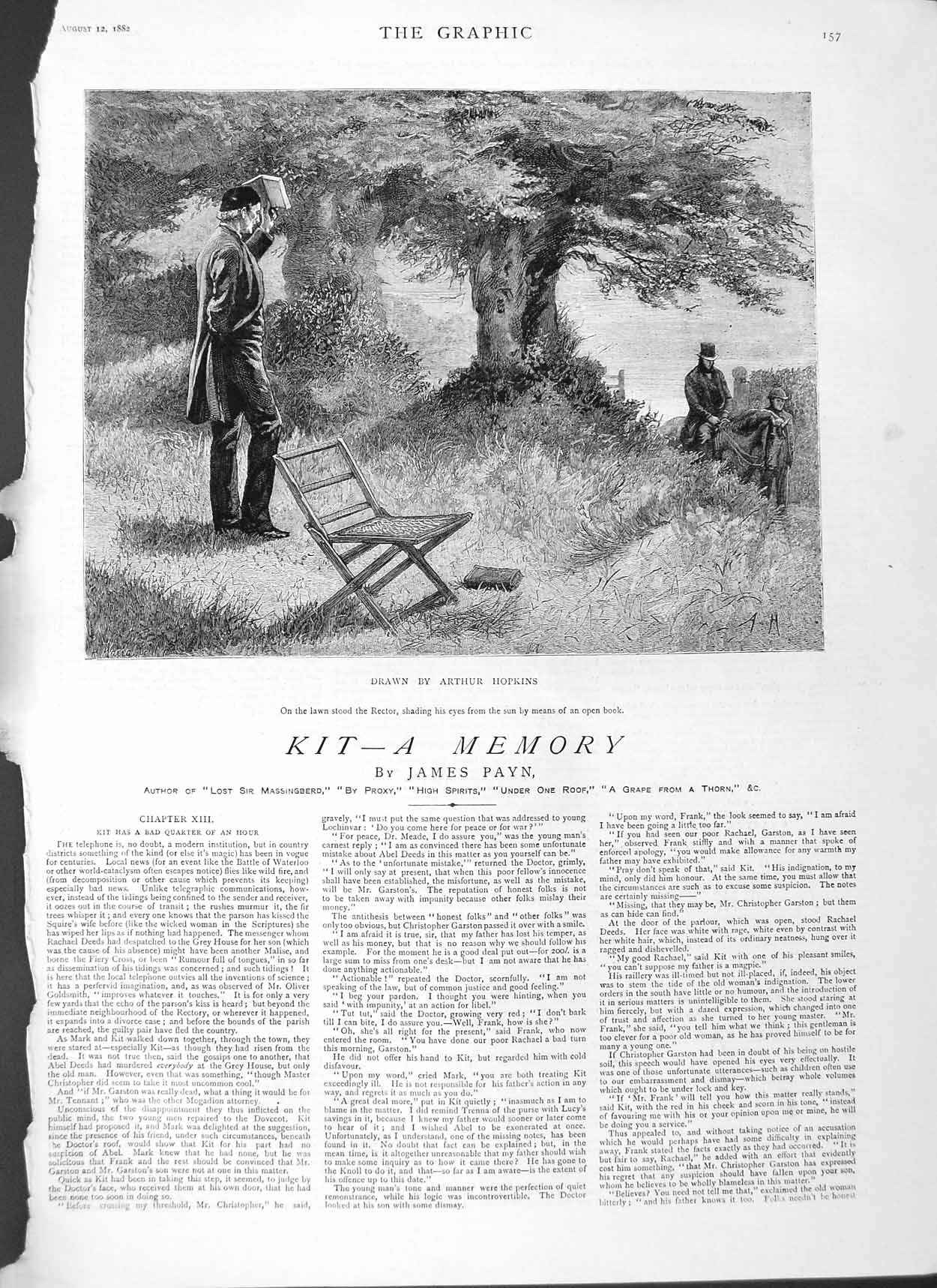 Old Antique Print 1882 Illustration Story Kit Rector Country Hopkins Art 19th