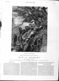 Original Old Antique Print 1882 Illustration Story Kit Woman Man Country Horses