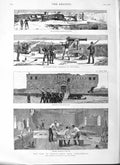 Original Old Antique Print 1882 War Egypt Fort Mex Alexandria Officers Quarters