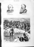 Original Old Antique Print 1882 Baptism American Indians Mormons Wells B 19th