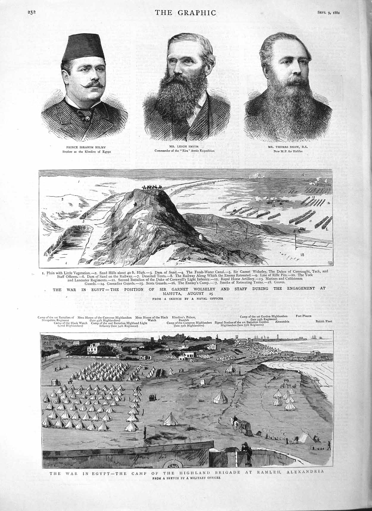 Original Old Antique Print 1882 War Egypt Highland Brigade Alexandria Wolseley