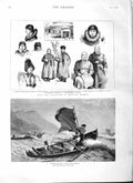 Original Old Antique Print 1882 Norwegian Fishing Boat Siberia Jakutsk B 19th