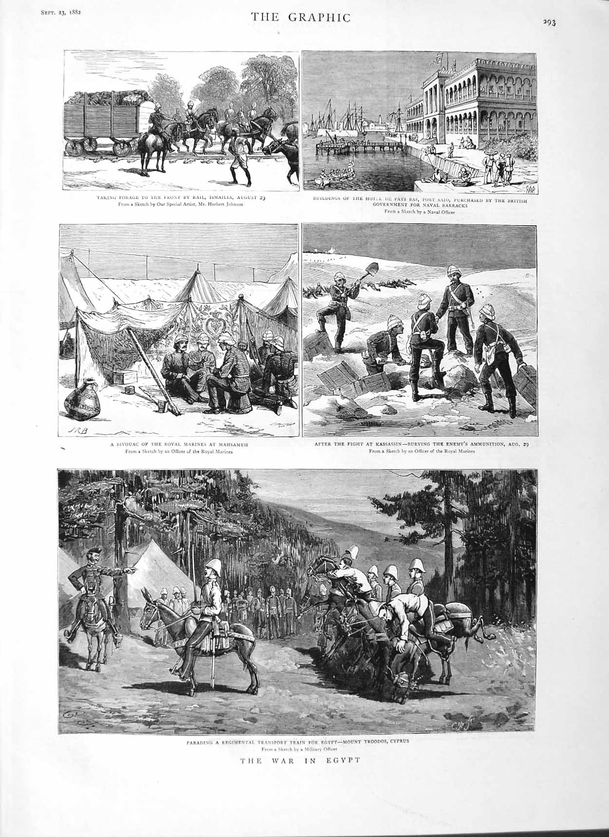 Original Old Antique Print 1882 War Egypt Mount Troodos Cyprus Kassassi 19th