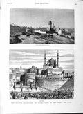 Original Old Antique Print 1882 Cairo Citadel Egypt British Siers War Fine Art