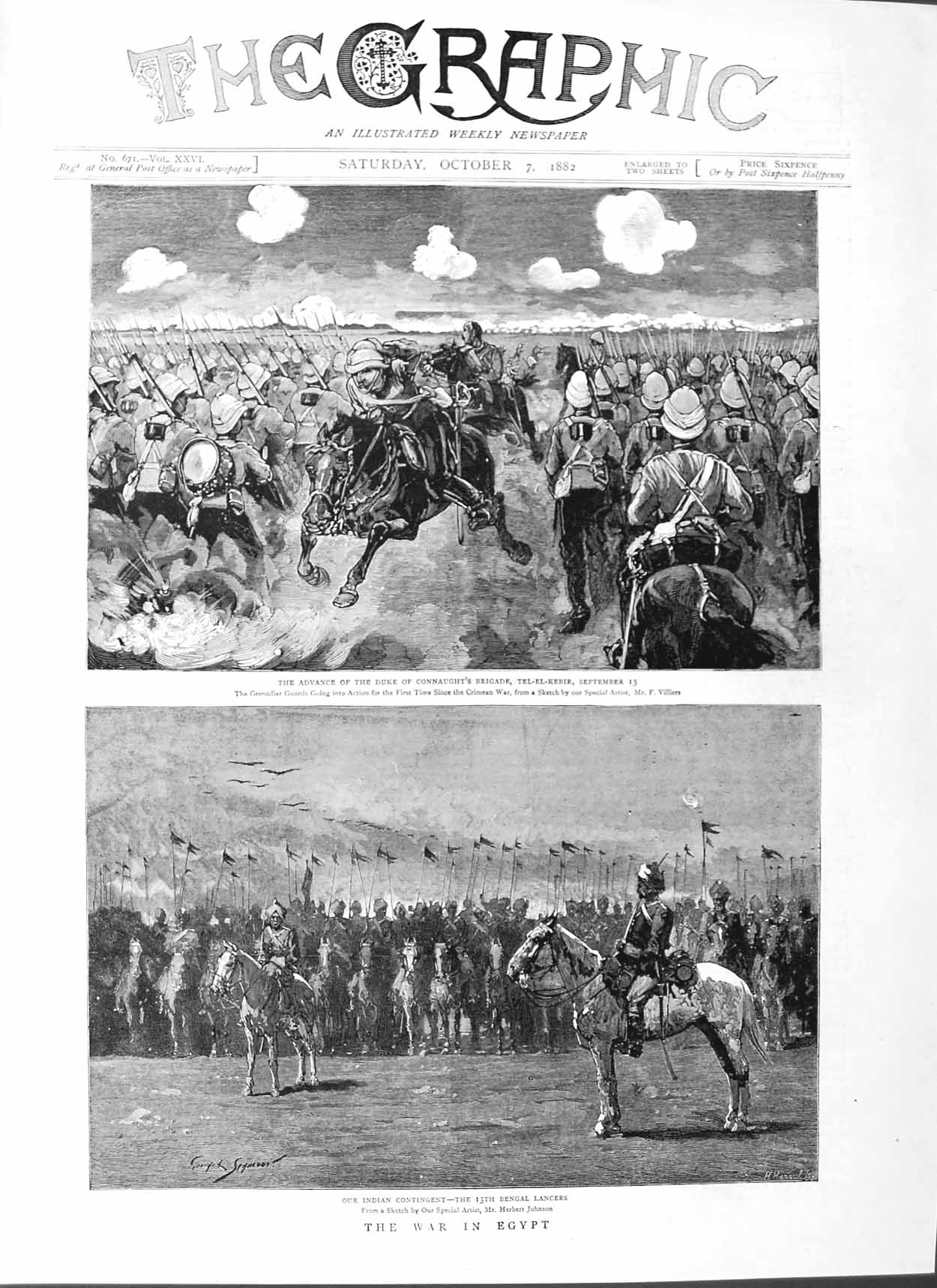 Original Old Antique Print 1882 War Egypt Bengal Lancers Connaught Tel-El-Kebir