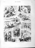 Old Antique Print 1882 Aldgate-Lothbury Highlands Scotland Hunting Deer 19th
