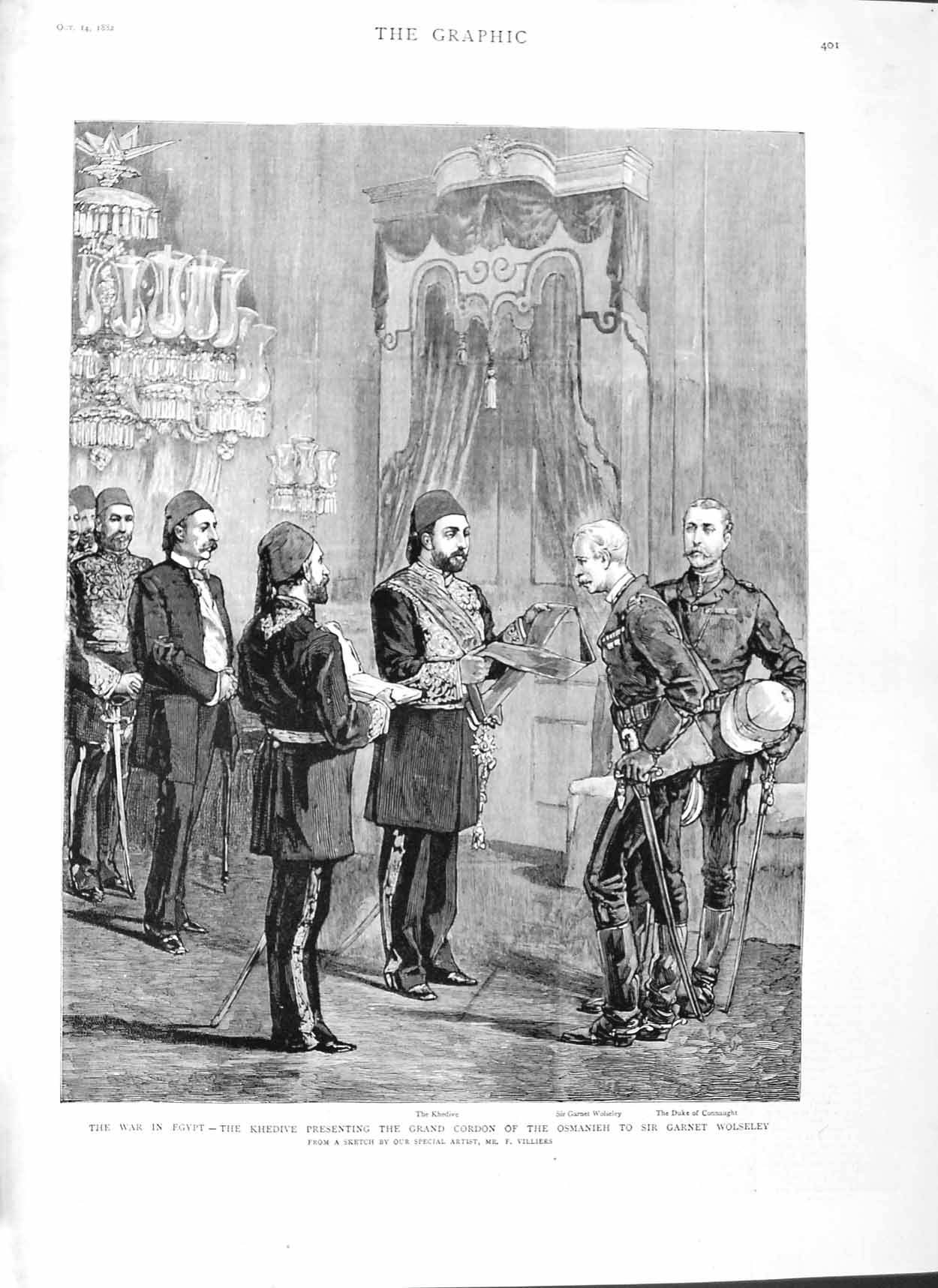Old Antique Print 1882 War Egypt Khedive Osmanieh Duke Connaught Wolseley 19th