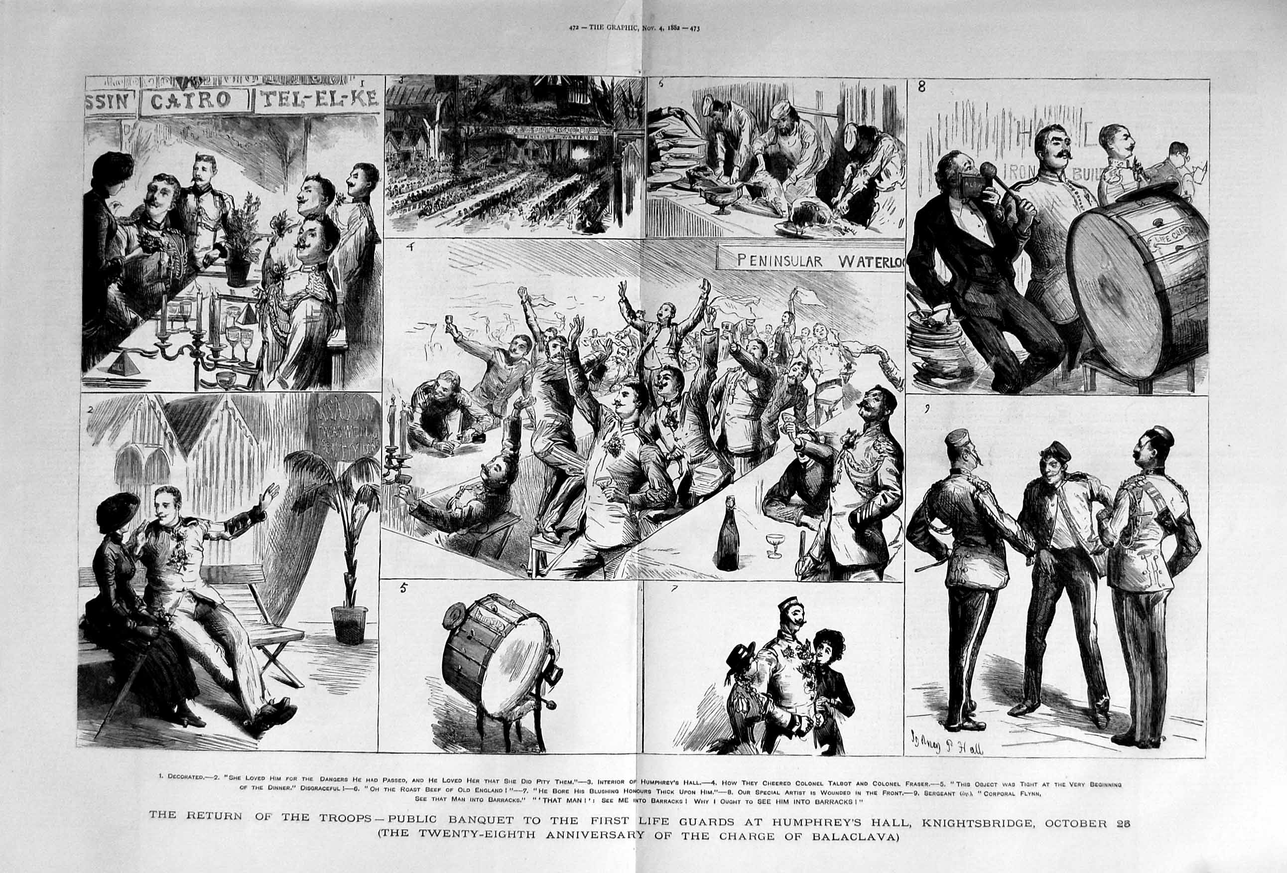 Antique Print *3089 1882 Banquet Life Guards Humphrey'S Hall Knightsbridge