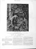 Original Old Antique Print 1882 Illustration Story Kit Man Woman Romance Garden
