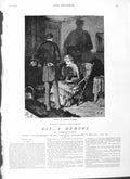 Original Old Antique Print 1882 Illustration Story Kit Man Woman House Romance