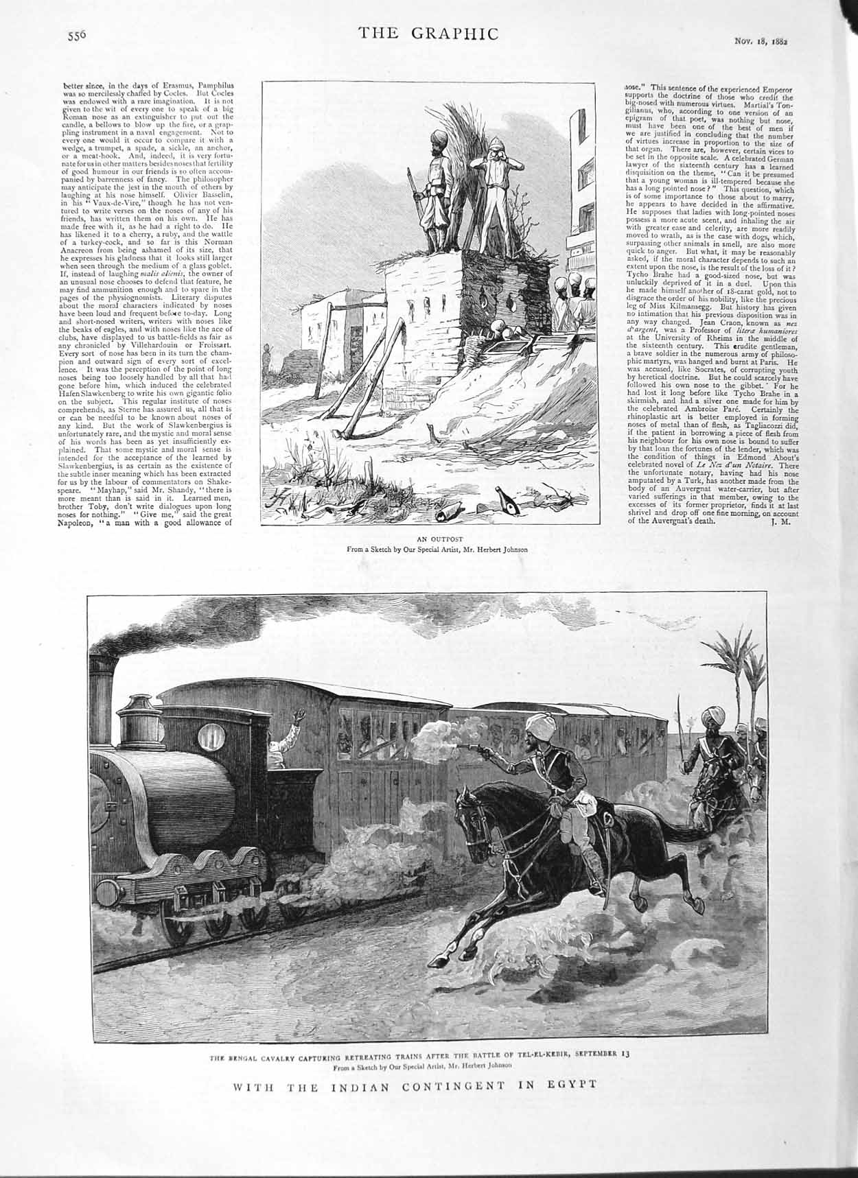 Original Old Antique Print 1882 Indian Siers Egypt Bengal Trains Tel-E Victorian