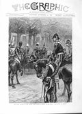 Original Old Antique Print 1882 Siers War Egypt Mall London Royal Review Queen