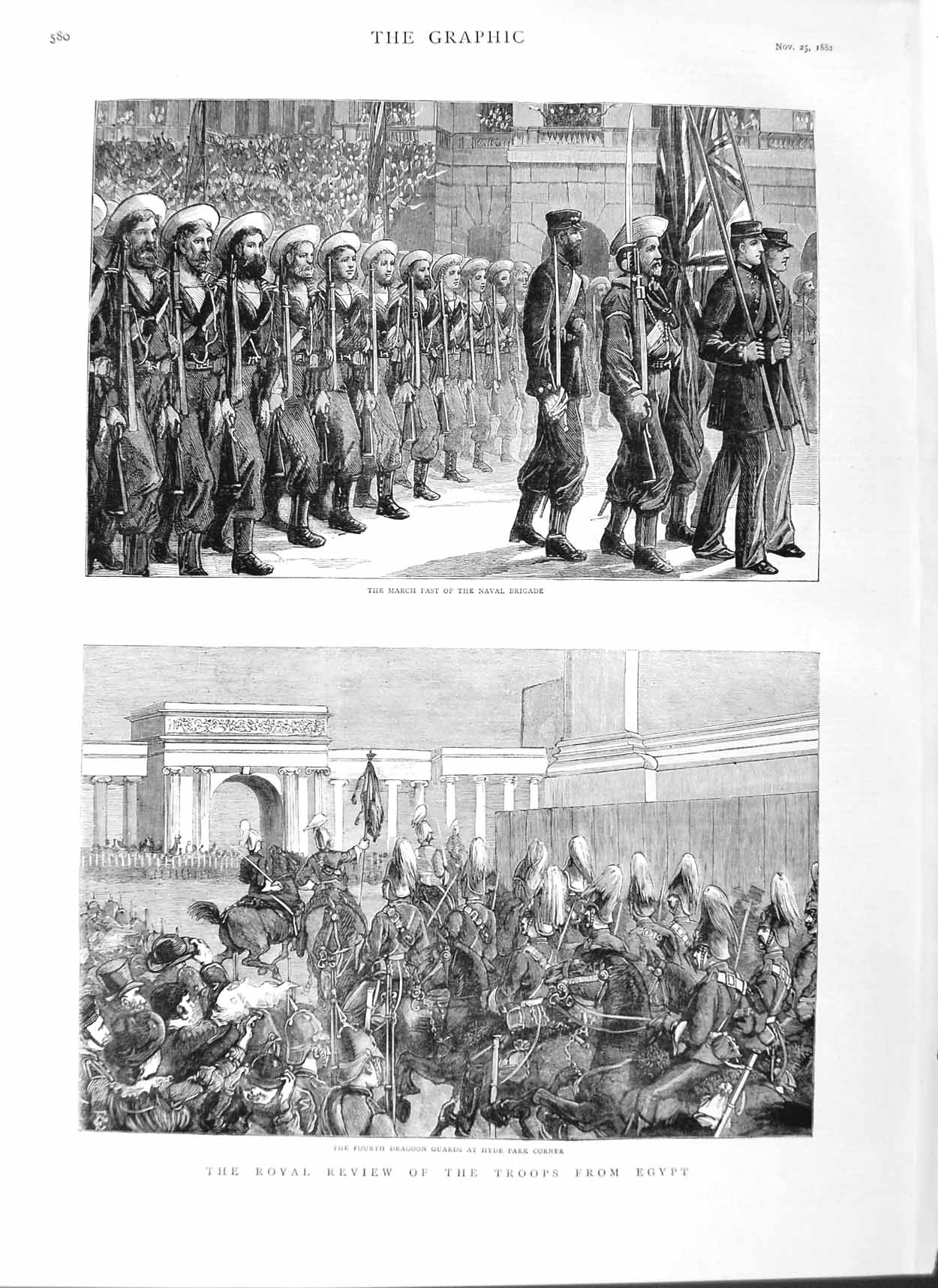 Original Old Antique Print 1882 Review Siers Egypt Dragoon Guards Hyde P 19th