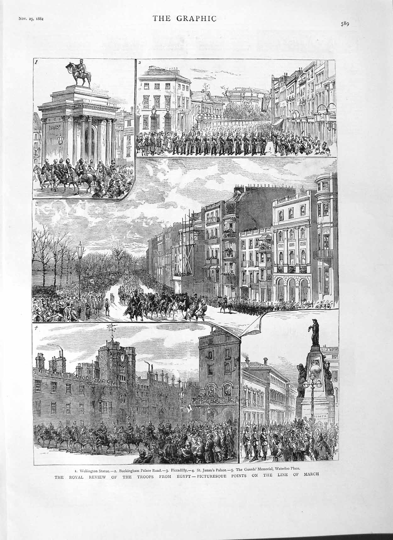 Original Old Antique Print 1882 Siers Egypt War Wellington Statue Pic Victorian