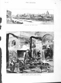 Original Old Antique Print 1882 Horse Guards Whitehall Regatta Tiber Boats 19th