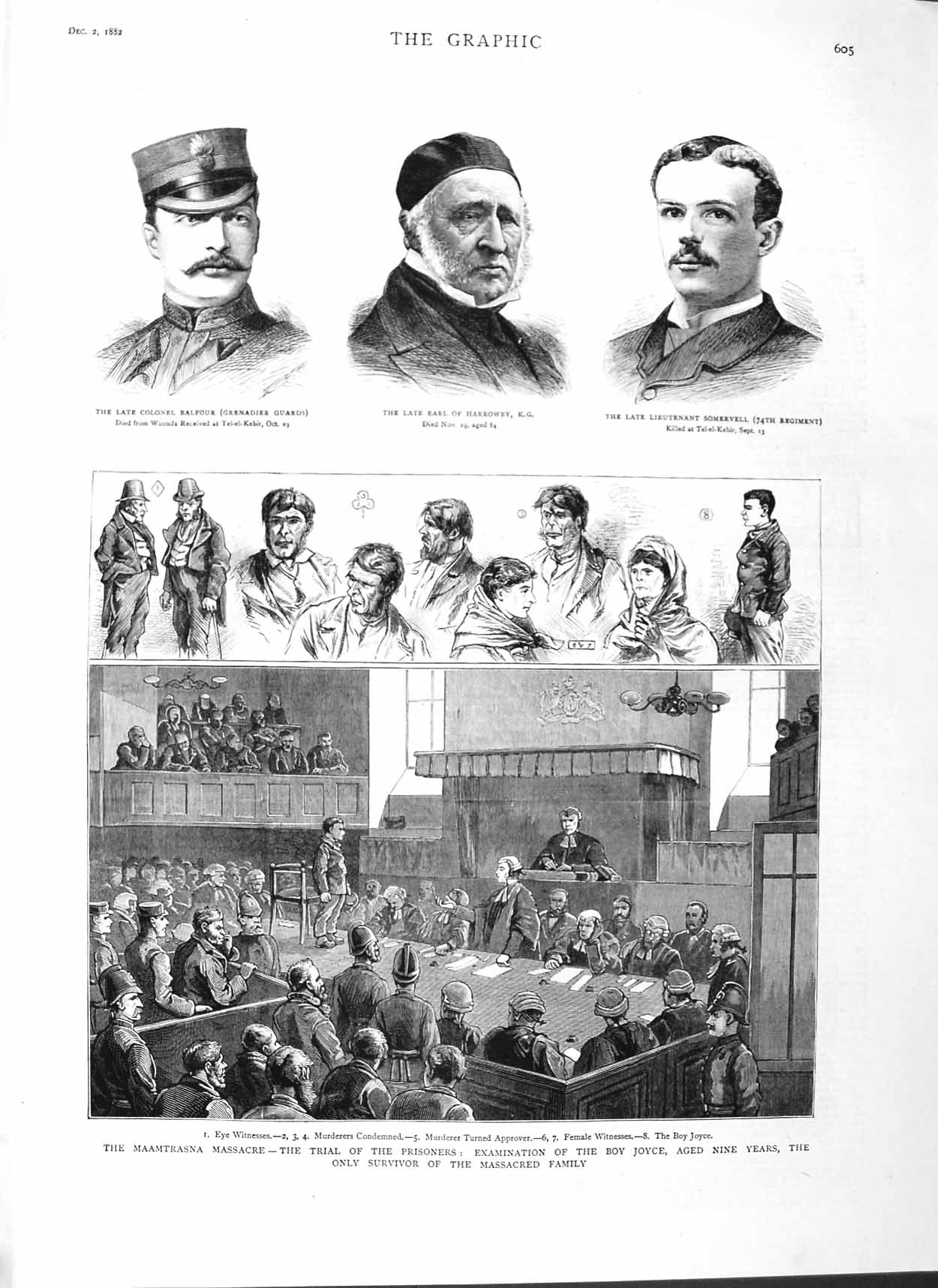 Original Old Antique Print 1882 Maamtransa Massacre Joyce Balfour Harrowby War