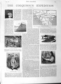 Original Old Antique Print 1882 Colquhoun Expedition Yamen Canton Yunna 19th