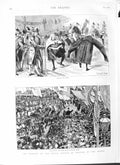 Old Antique Print 1882 Royal Courts Justice Queen Wellington Street Scene 19th