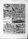 Original Old Antique Print 1882 Prince Wales London School Buildings Theatre