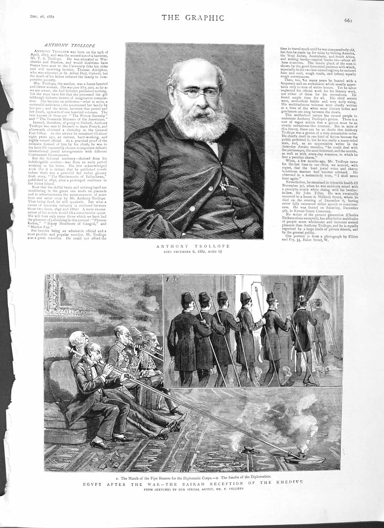 Original Old Antique Print 1882 Anthony Trollope Egypt War Bairam Khedive D 19th
