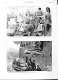 Original Old Antique Print 1882 Peltzer Brussels Court Egypt Ship Carthage 19th