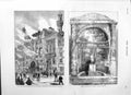 Original Old Antique Print 1882 Fire Alhambra Theatre Pompeii Mosaic Fountain