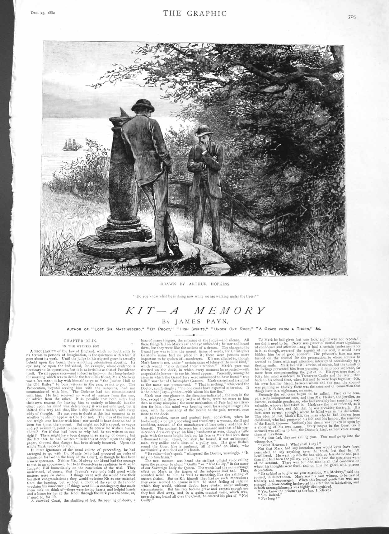 Original Old Antique Print 1882 Illustration Story Kit Arthur Hopkins Fine Art