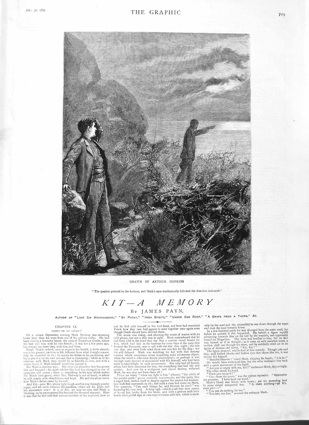 Old Antique Print 1882 Illustration Story Kit James Payn Arthur Hopkins 19th