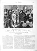 Old Antique Print 1883 Illustration Story Like Ships Upon Sea Masi Violet 19th