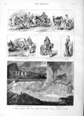 Original Old Antique Print 1883 Crater Kilauea Hawaii Sandwich Islands 19th