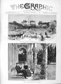 Original Old Antique Print 1883 Gladstone Cannes Terrace Chateau Scott Victorian